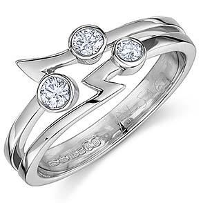 3 Diamond "flash" design ring